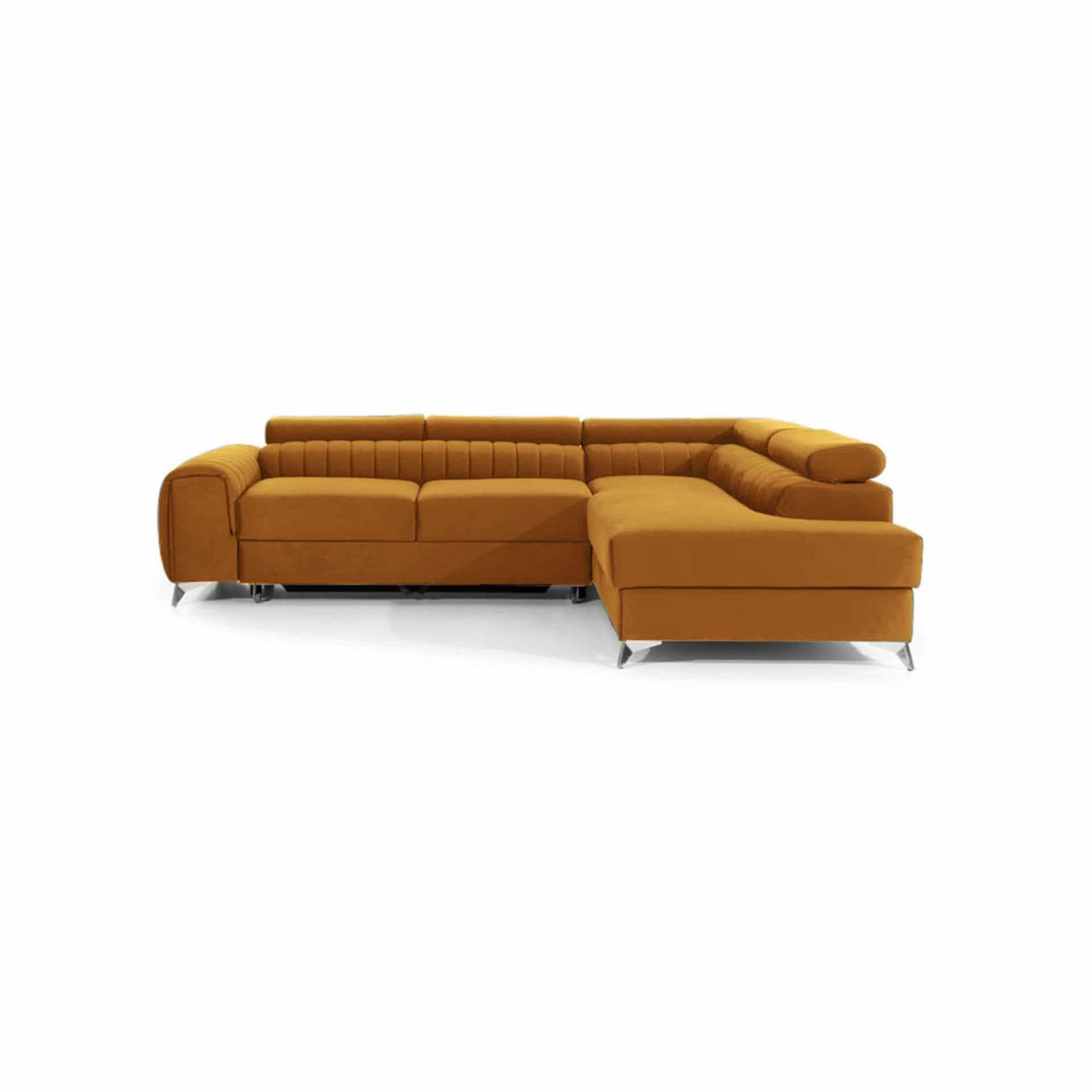 ECKSOFA mit Schlaffunktion und Bettkasten, wasserabweisender Monolith-Stoff - Gelb/Silberfarben, Textil/Metall (205/275cm) - Eltap