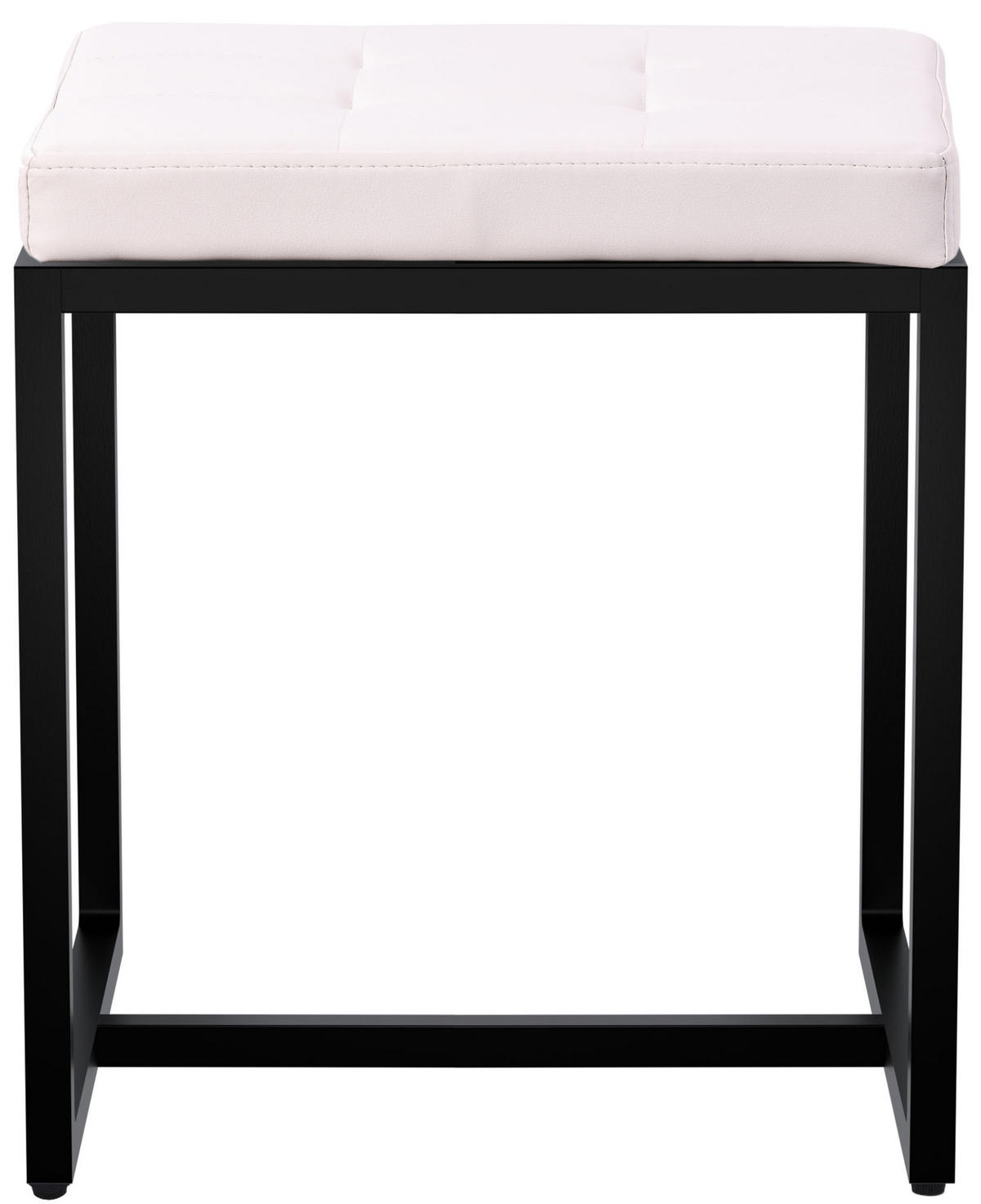 SITZWÜRFEL eckig 40/40/48 cm Lederlook creme - Creme/Schwarz, Textil/Metall (40/48/40cm) - CLP