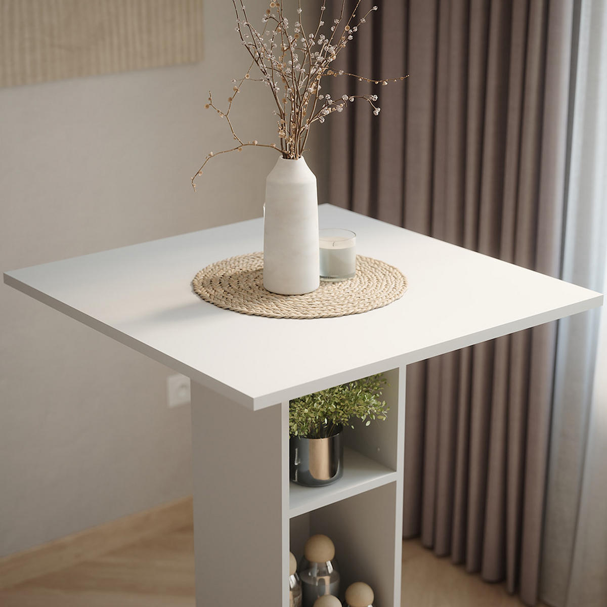 BAROVÝ STŮL Repose Bílá - bílá, kompozitní dřevo (75/75/106cm) - Vicco