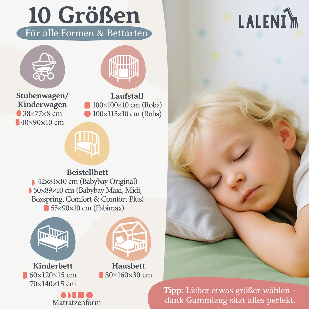 SPANNBETTLAKEN für Beistellbett & Stubenwagen – 100% Baumwolle, Atmungsaktiv & Weich, 100x100x10 cm, Grün - Grün, Textil (100/100cm) - Laleni