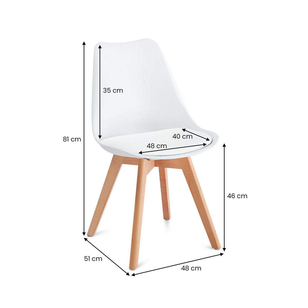 ESSZIMMERSTUHL ABBY 4ER-SET - Weiß, Holz (49/82/53cm) - IDIMEX