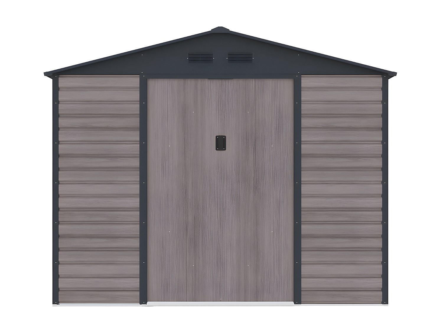SCHREBERGARTENHAUS - 267 cm x 309 cm - metall - anthrazitgrau, naturfarben dunkel Adelmo - Grau, Metall (267/221/309cm) - Vente-Unique