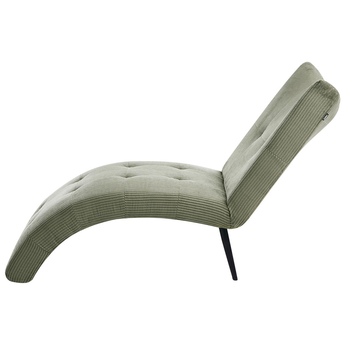 ČALOUNĚNÉ LEHÁTKO CHAISE LONGUE Manšestr Zelené Quilly - černá/zelená barva, textil (83/97/153cm) - Beliani