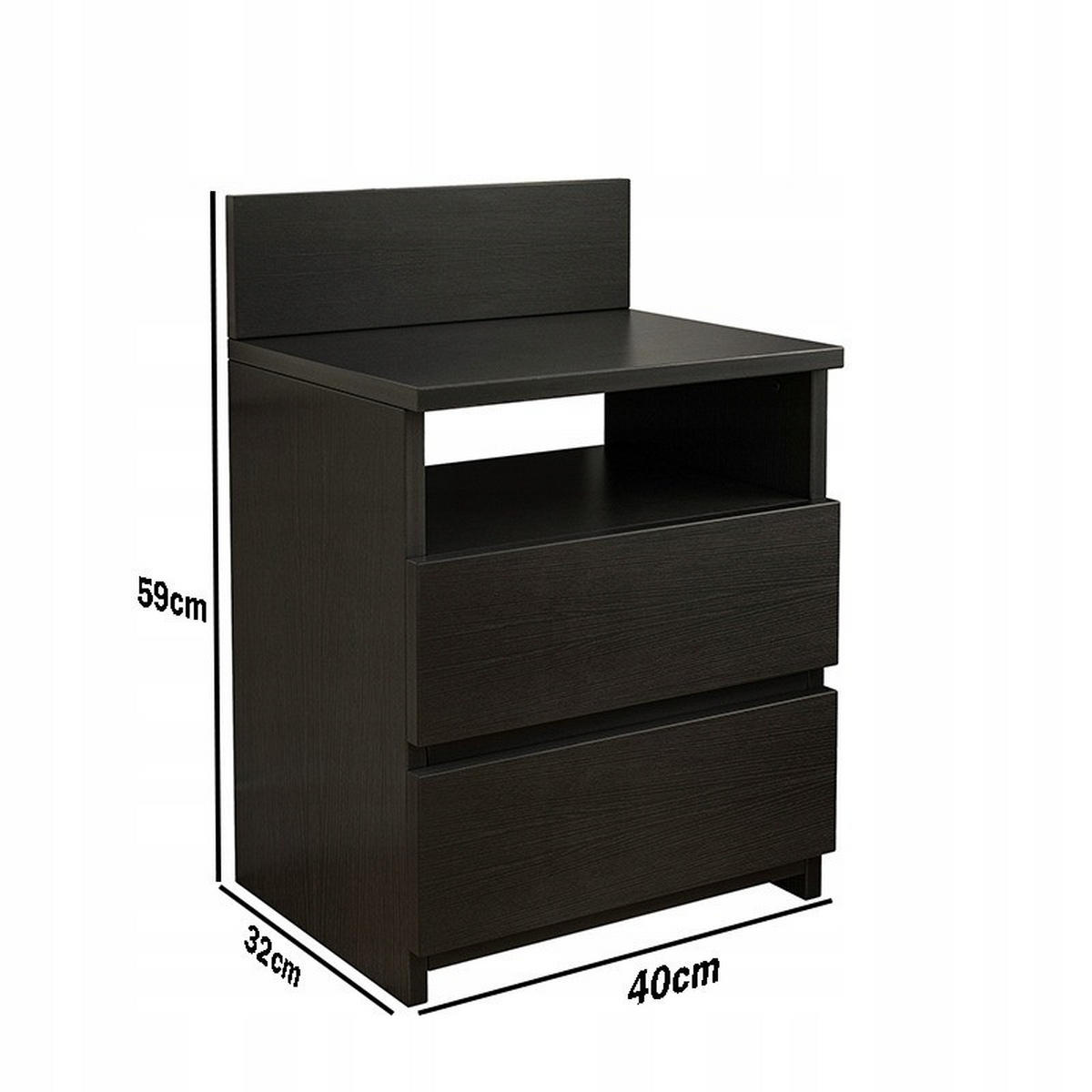 NACHTTISCH, schwarz 59/32/40cm - Schwarz, Holzwerkstoff (40/59/32cm)