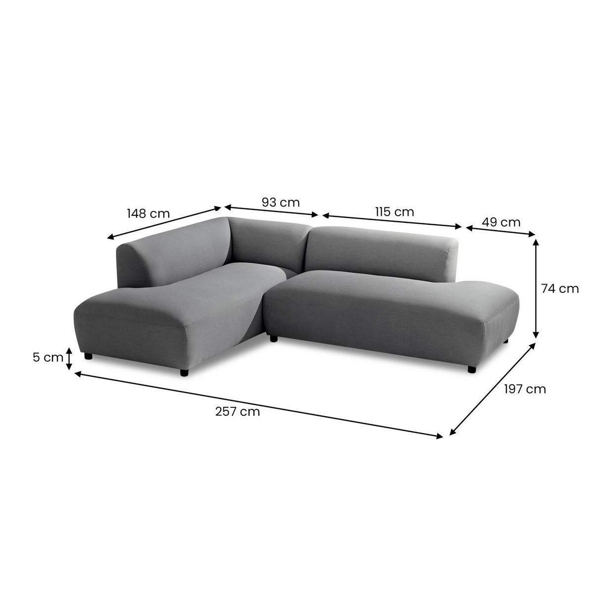 GARTENSOFA CALABRIA dunkelgrau - Dunkelgrau, Kunststoff (251/74/193cm) - IDIMEX