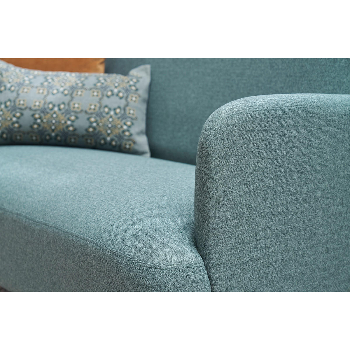 SOFA 2-Sitzer GrÙngrauer Stoff Helles Holz ISKO - Blaugrau, Textil (131/81/76.5cm) - Miliboo