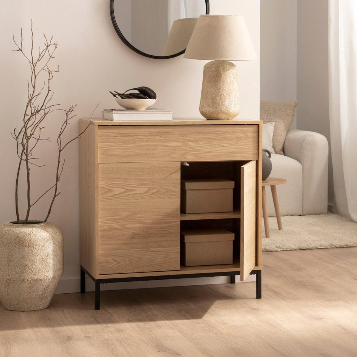 KOMMODE Remi Natürlich 80 cm x 85 cm - Naturfarben, Holzwerkstoff (80/85/40cm) - Klast Home