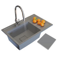 KÜCHENSPÜLE Rendo mit Siphon Batterie - Grau, Kunststoff/Stein (51/22/81cm) - Granitan