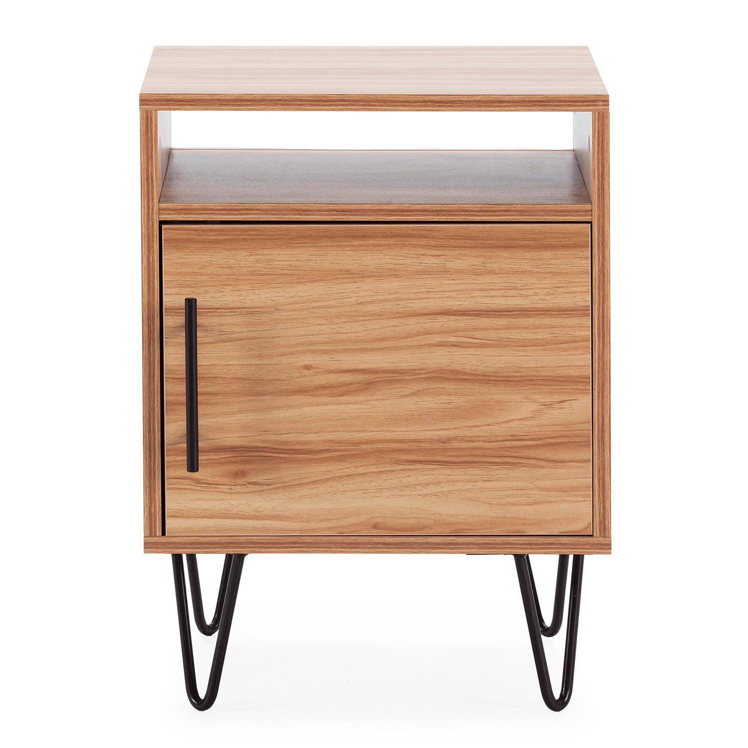 NACHTTISCH Alma 1 Tür Holzfarbe, Metallfüße - Wildeiche, Holzwerkstoff/Kunststoff (40/55/40cm) - VS Venta-stock