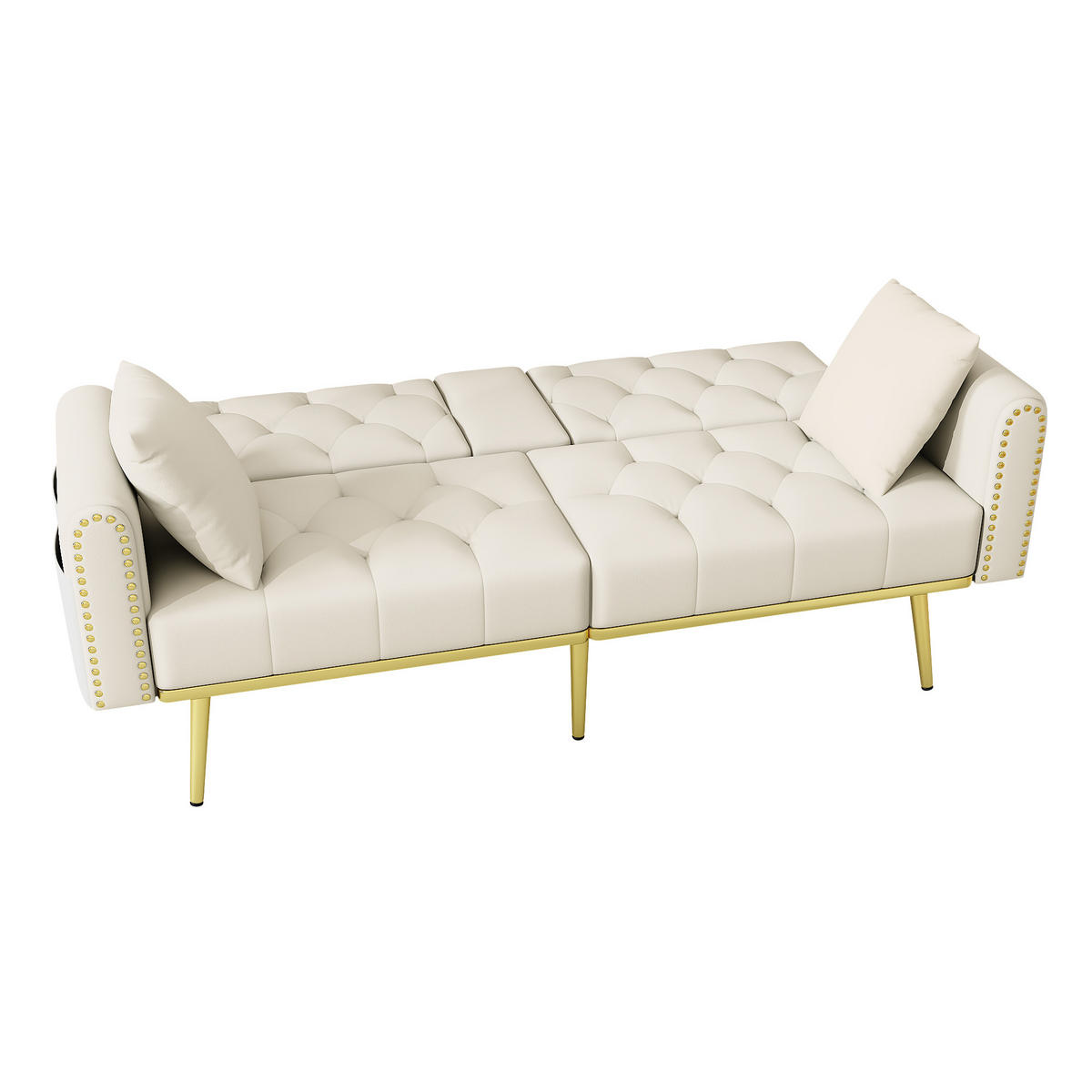 SCHLAFSOFA 175/80/73.5 cm Beige mit drei verstellbaren Neigungswinkeln und Getränkehalter - Beige, Textil (175/73.5/80cm) - Oxeza