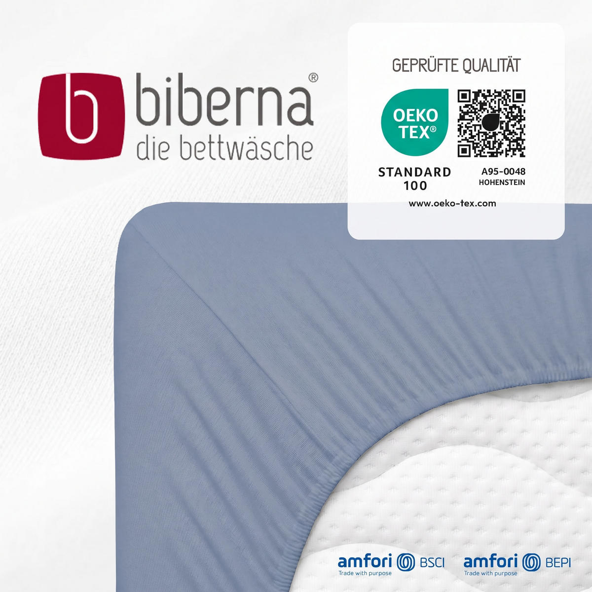 SPANNBETTTUCH Deluxe Jersey blau, 140x200 cm - 160x220 cm - Blau, Textil (160/220cm) - biberna