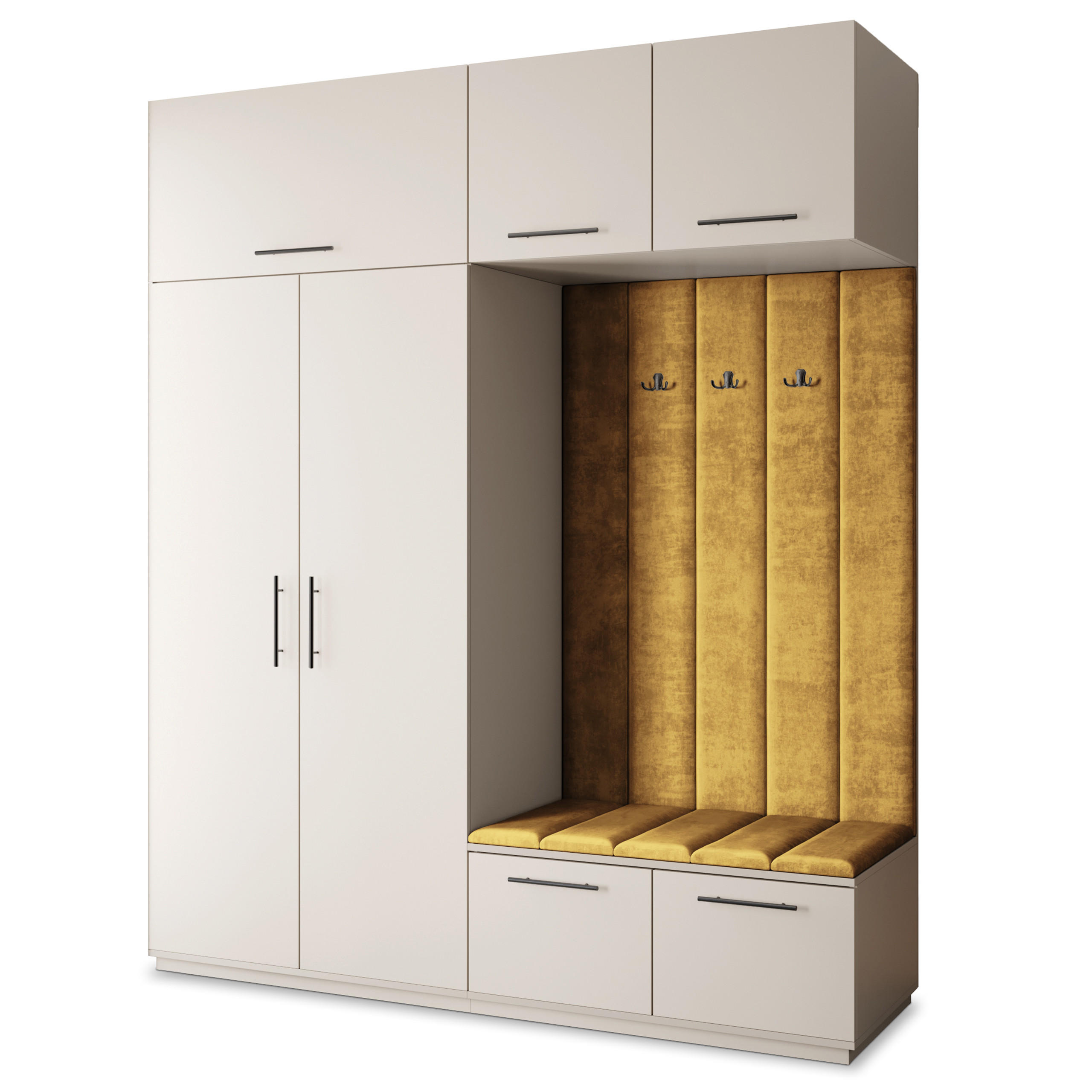 GARDEROBENSCHRANK REMA 200/240/60 cm Modern Garderobe-Set Kaschmir - Kaschmir/Gelb, Holzwerkstoff (200/240/60cm) - MASSENO
