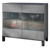 KOMMODE Bari Scratchy Metal - Silberfarben, Holzwerkstoff (92.5/84.5/35cm) - Vladon