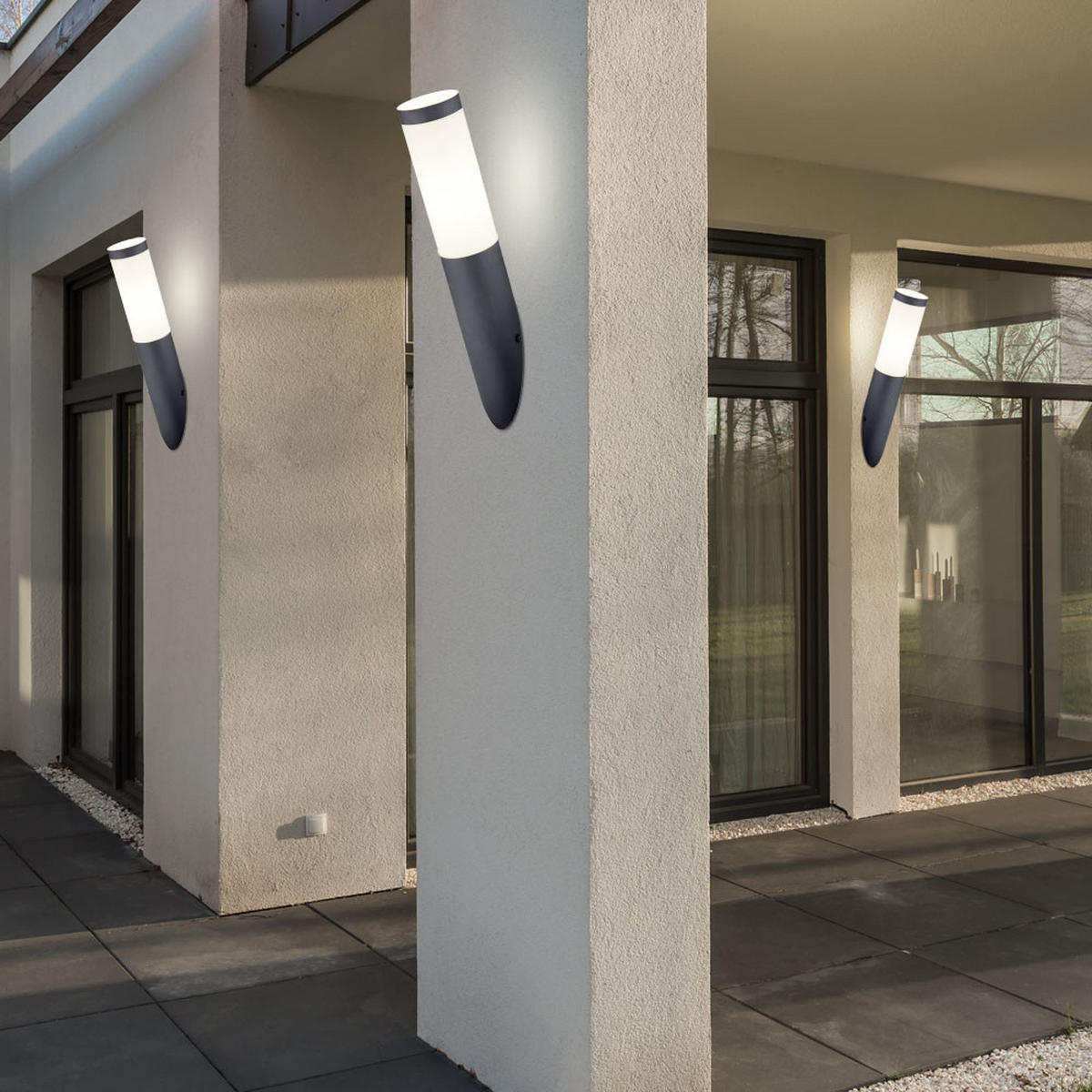 AUSSEN-WANDLEUCHTE BOSTON Edelstahl Anthrazit 2er Set - Anthrazit, Metall (7.6/39/17cm) - Globo Lighting