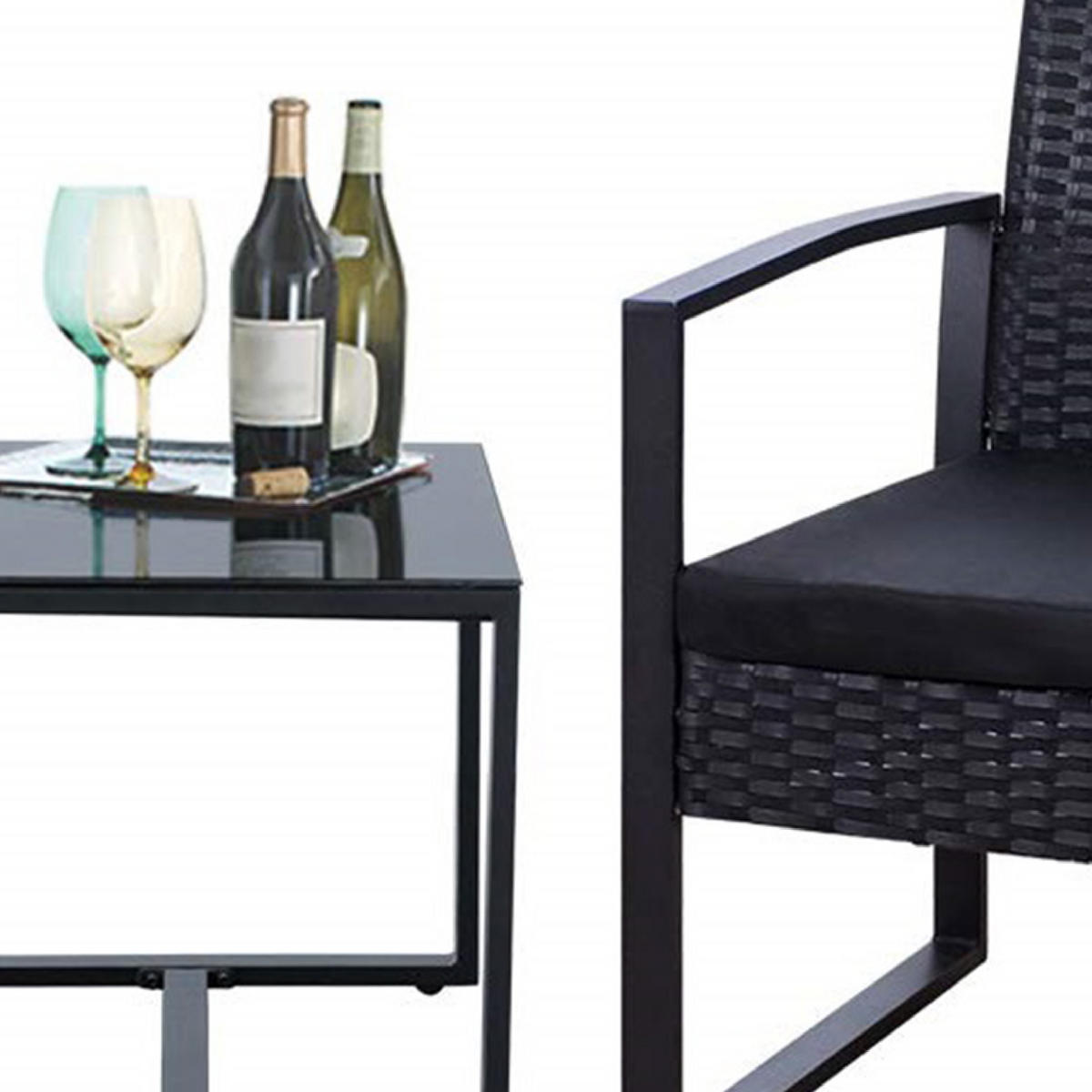 GARTENLOUNGE Set Sheffield - GartenGARTEN-GARNITUR für 2 Personen - Gartenmöbel Set 3-teilig - Streckmetall anthrazit - Schwarz, Metall - TPFGarden