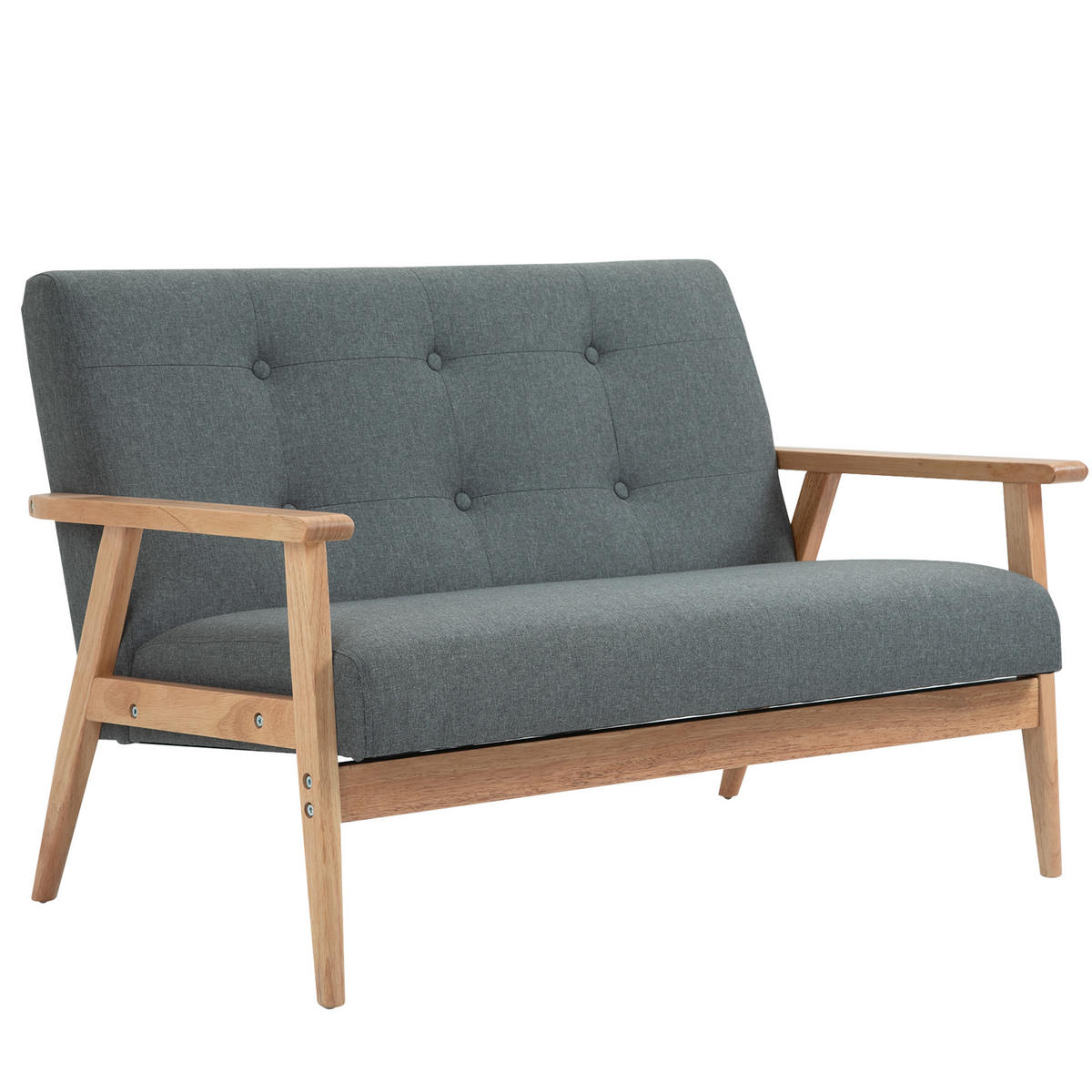 SOFA, 2-Sitzer, gepolstert, dunkelgrau, 115cm - Multicolor, Holzwerkstoff (115/73/66.5cm) - FORIOUS