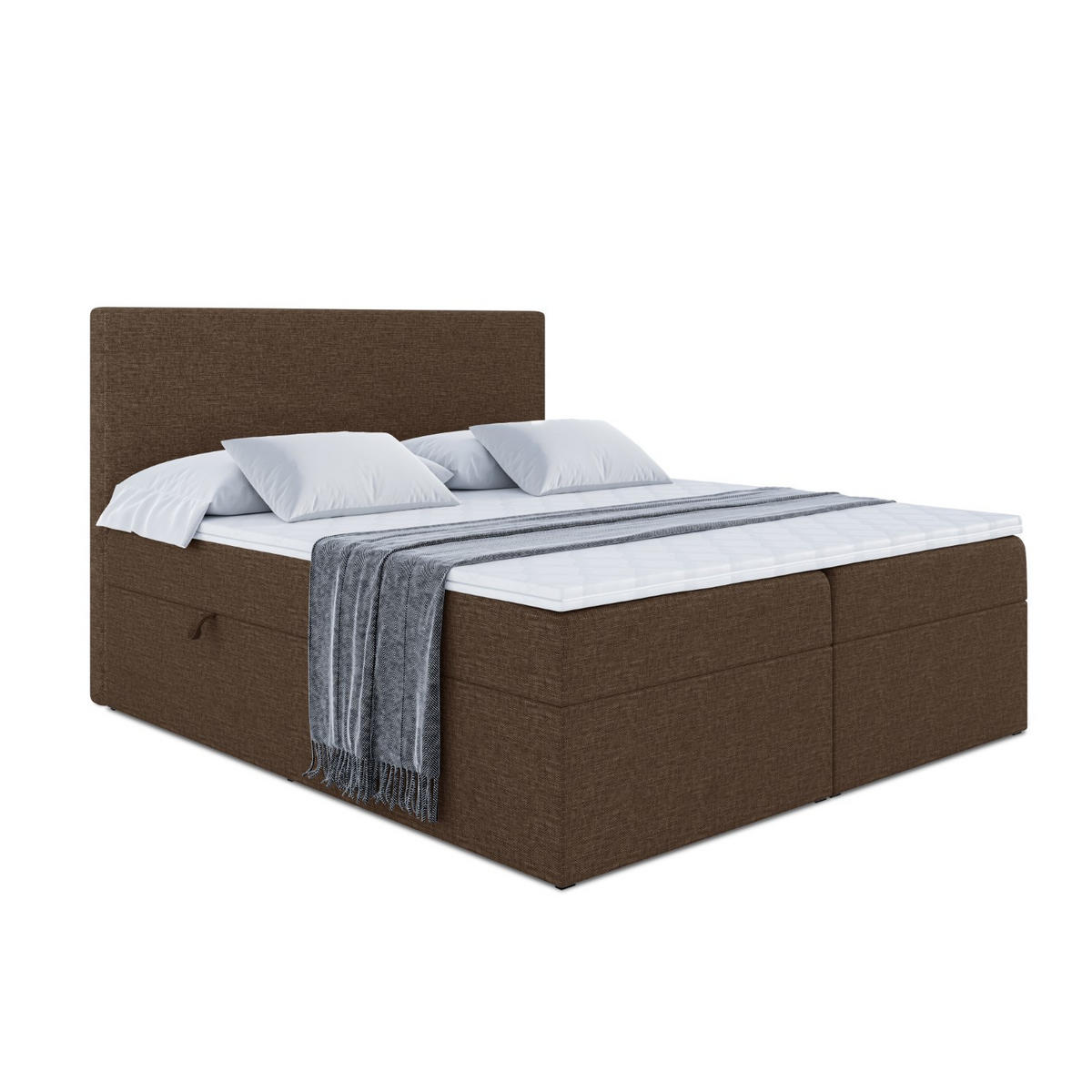BOXBETT mit H3-Matratze und Lattenrost - LUKI - 140x200 Braun - Braun, Holzwerkstoff (140/200cm) - ALTDECOR