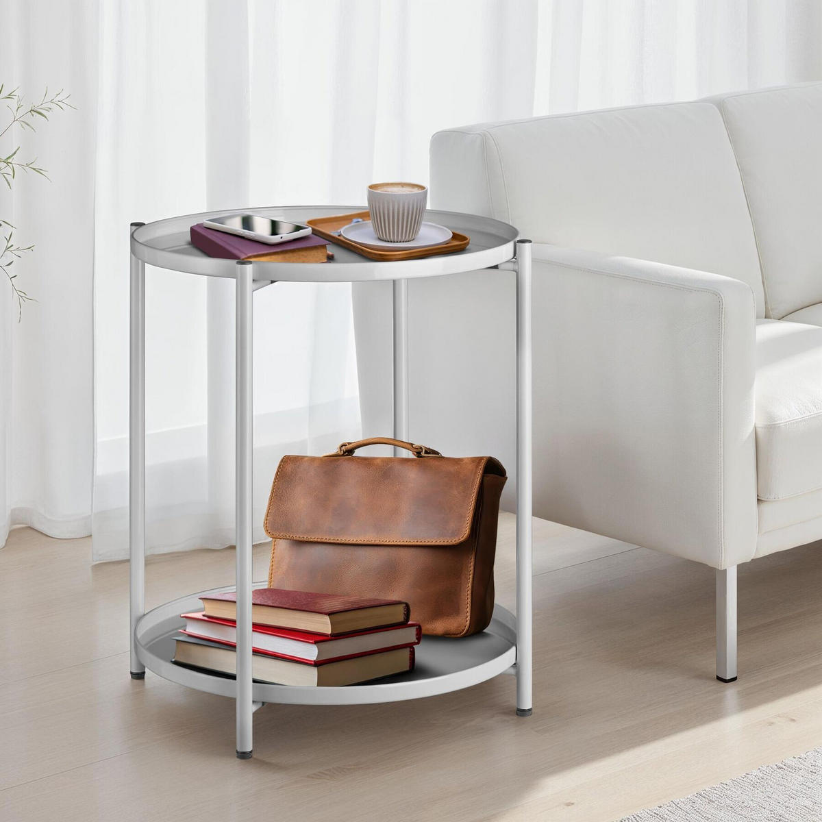 BEISTELLTISCH Oxford,45,5 x 45,5 x 53 cm,grau - Grau, Metall (45.5/45.5/53cm) - tectake