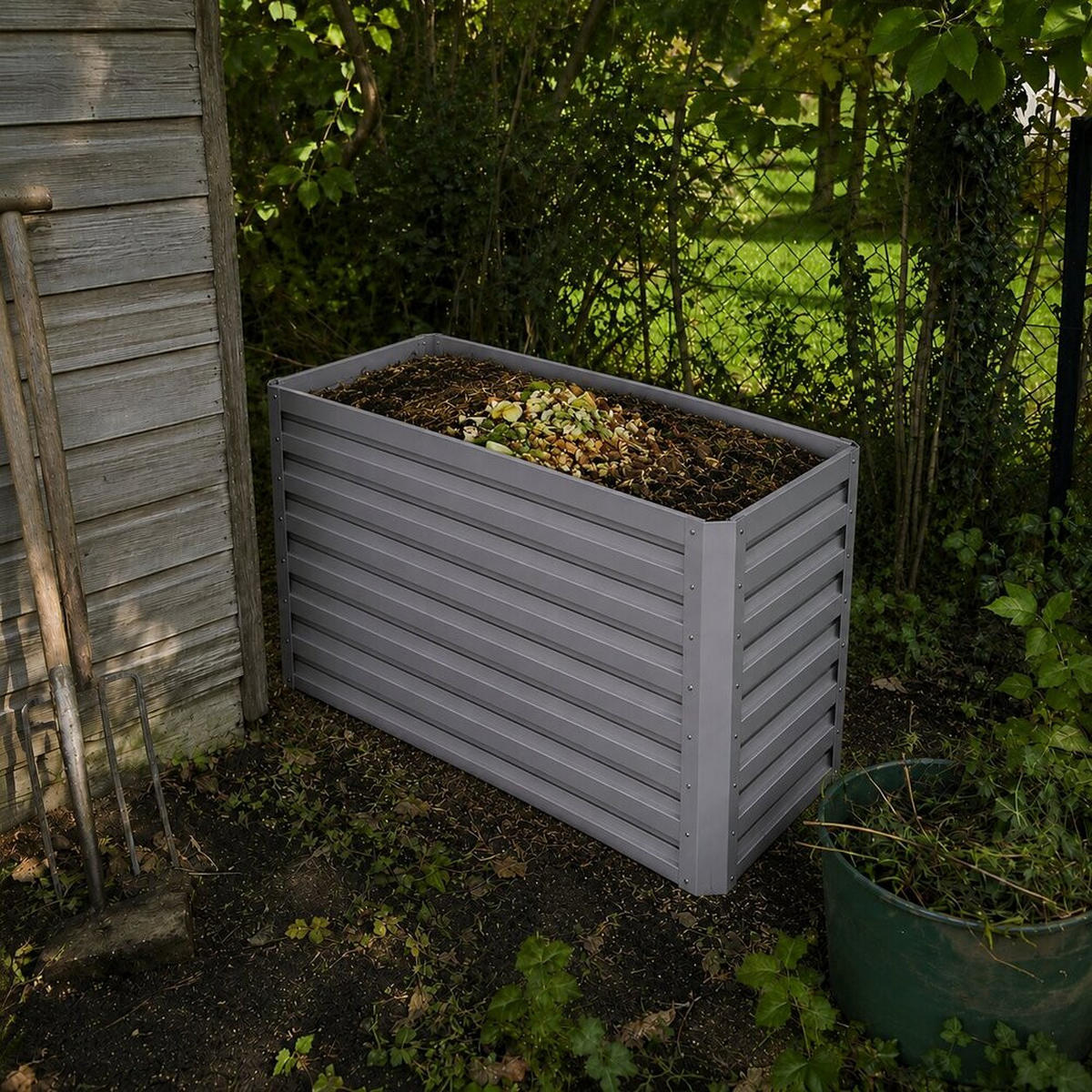 KOMPOSTER Garten, Silber, 120 x 60 cm - Silberfarben, Metall (120/80/60cm) - Vicco