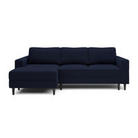 ECKSOFA Nalika Dunkelblau Velours - Schwarz/Dunkelblau, Holz/Textil (230/143cm) - Selsey