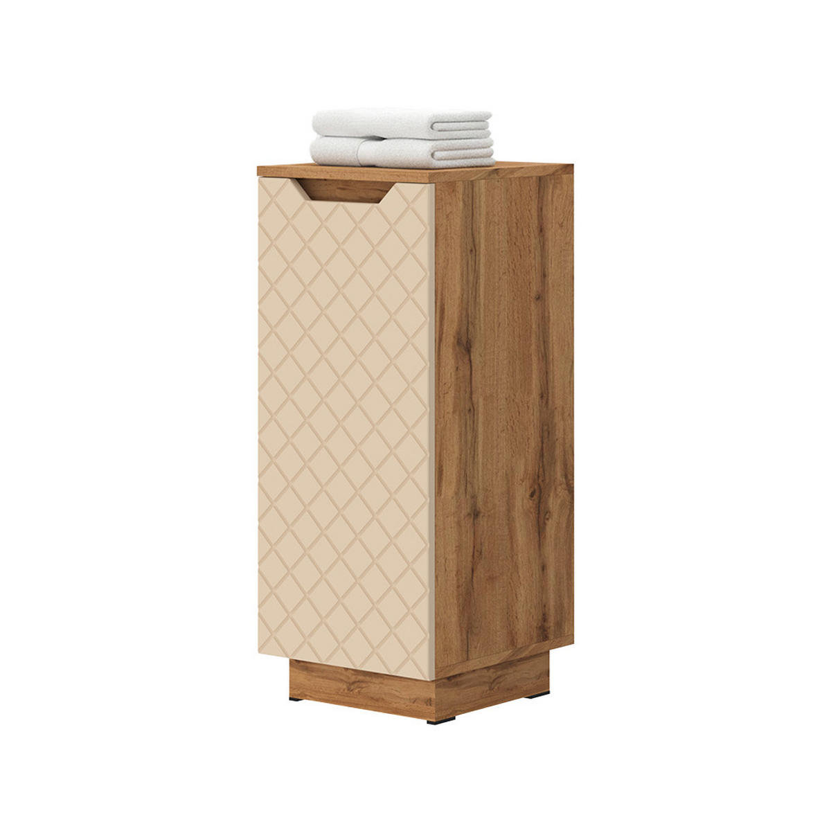 MIDISCHRANK Lotta Eiche/Kaschmir mit Kachelstruktur 33.4 x 81.9 cm - Kaschmir/Eichefarben, Holzwerkstoff (33.4/81.9/35cm) - Vicco