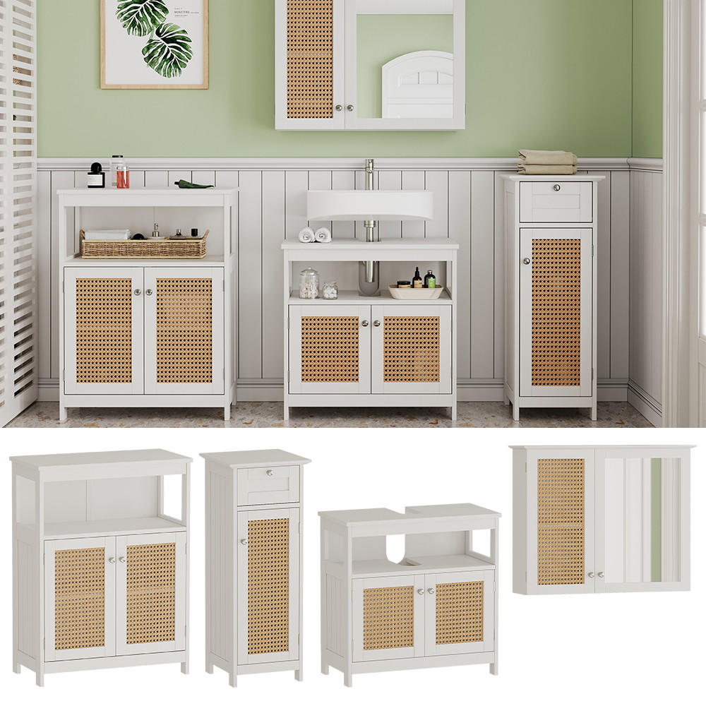 BADMÖBEL-SET Rosario Weiß 4 Teile, mit Midischrank - Weiß, Holzwerkstoff (60/60/30cm) - Vicco