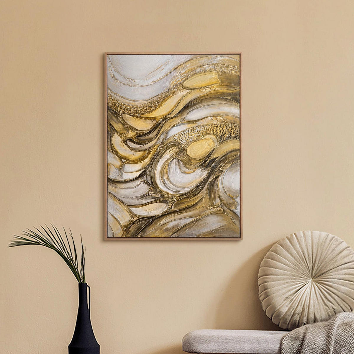 GEMÄLDE Texturwirbel Schattenfugenrahmen Eichefarben 70x50 cm - Eichefarben, Holz (70/50cm) - YS-art gallery