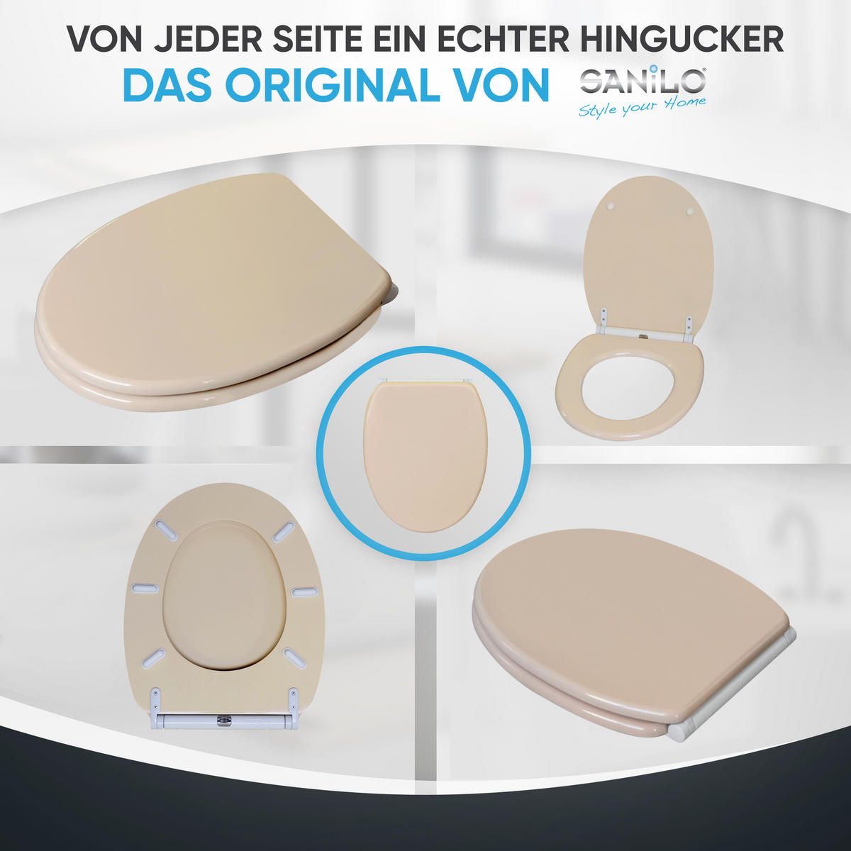WC-SITZ mit Absenkautomatik & Top Fix Bahamabeige - Beige, Holzwerkstoff (37.7/5.5/48cm) - Sanilo