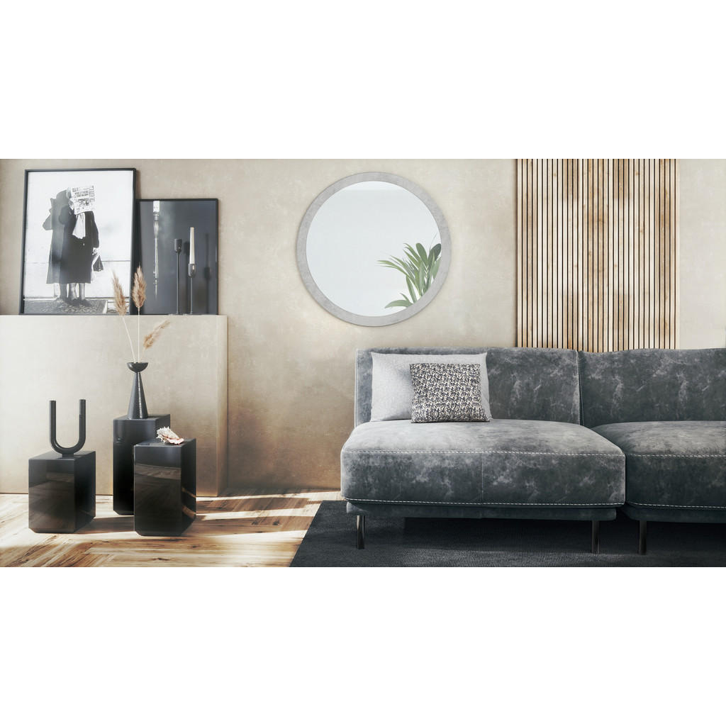 Thumbnail - Vladon Spiegel, Hellgrau, Holzwerkstoff, Rund, 80x80x2 cm, Spiegel, Wandspiegel
