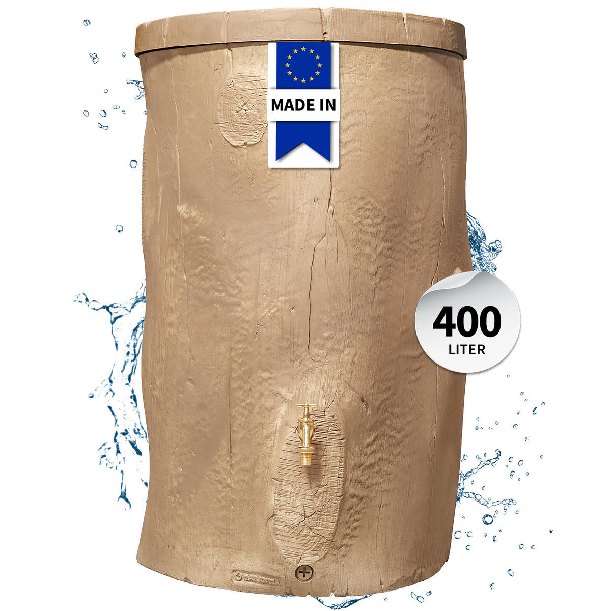 STOCK Regentonne 400 L, light - Braun, Kunststoff (72/119/72cm) - GARANTIA