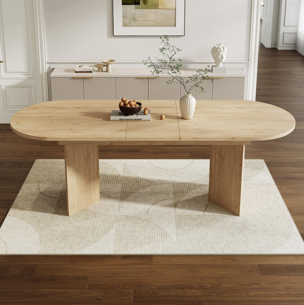 ESSTISCH 160/200/90 cm Eiche aus MDF ausziehbar mit abgerundeten Ecken - Eichefarben, Holzwerkstoff (200/90/75cm) - OKWISH