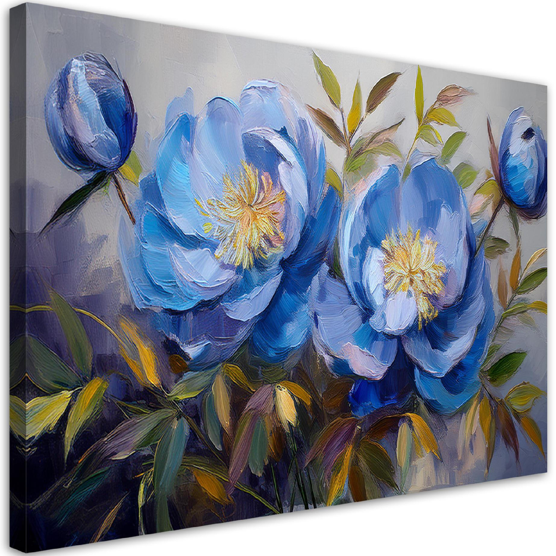 WANDBILD pfingstrosen pfingstrosen blaue blumen - Blau, Textil (60/40cm) - Feeby