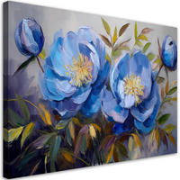 WANDBILD pfingstrosen pfingstrosen blaue blumen - Blau, Textil (60/40cm) - Feeby