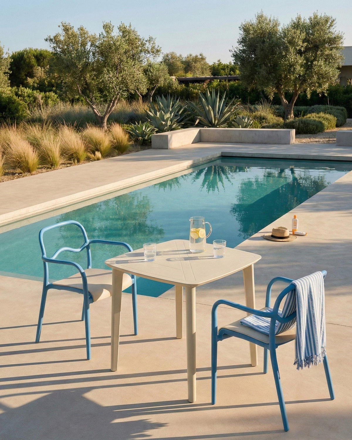 GARTENSTUHL 2er Set Kunststoff Blau Thasos - Blau, Kunststoff (57/80/57cm) - Beliani