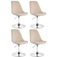 STUHL 4er Set Samt creme - Chromfarben/Creme, Textil/Metall (48/76/57cm) - CLP
