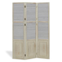 PARAVENT 3-tlg. 120/170 cm Weiß shabby washed - Weiß, Holz (120/170/2cm) - Homestyle4u