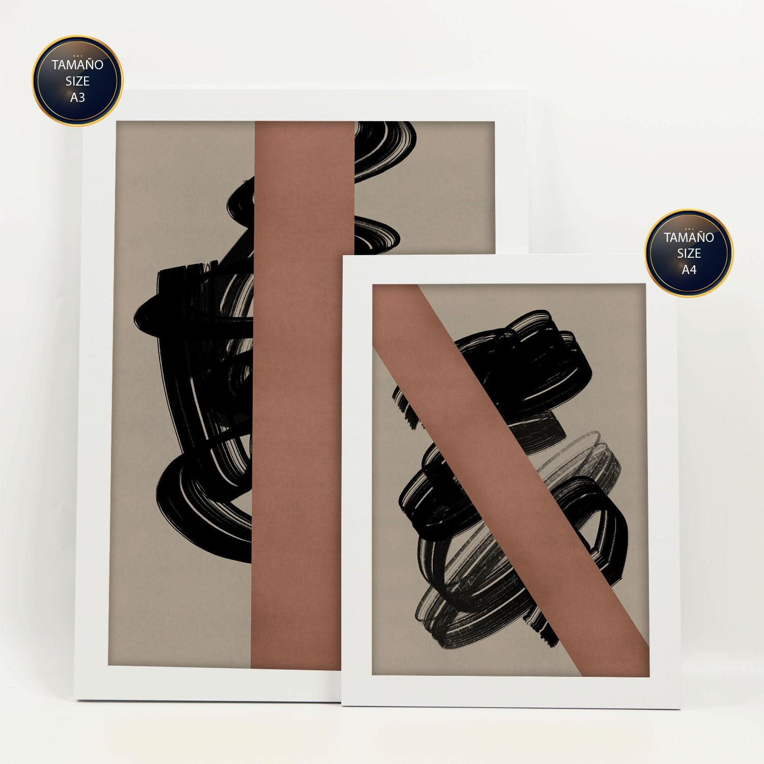 POSTER Set Mit 6 Utopisches Handwerk In Form Abstracts Ästhetische Dekorative Gemälde Für Ihr Wohnzimmer, Schlafzimmer, Zuhause A3 & A4 Weißer Rahmen - Weiß, Papier (29/3cm) - Nacnic