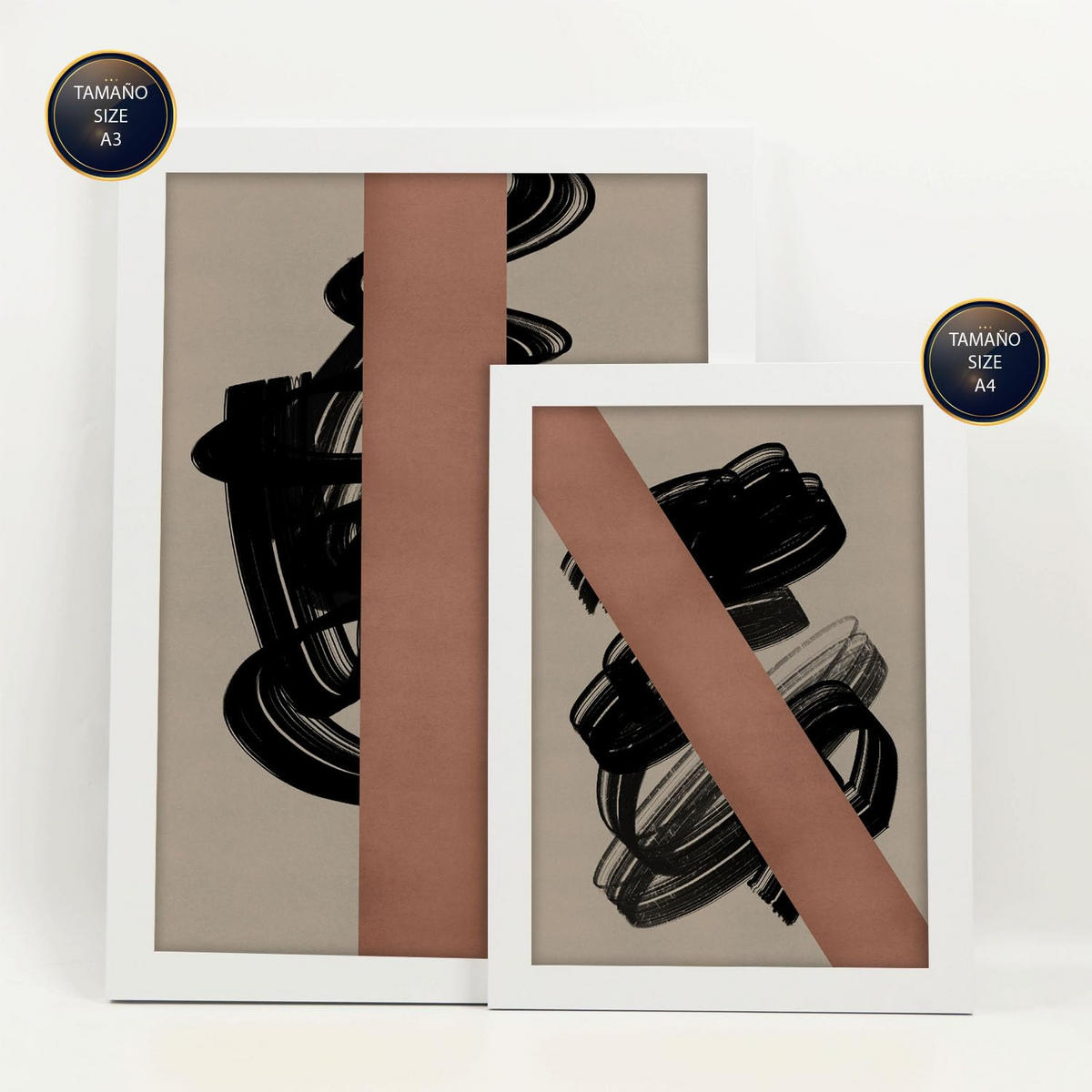 POSTER Set Mit 6 Utopisches Handwerk In Form Abstracts Ästhetische Dekorative Gemälde Für Ihr Wohnzimmer, Schlafzimmer, Zuhause A3 & A4 Weißer Rahmen - Weiß, Papier (29/3cm) - Nacnic