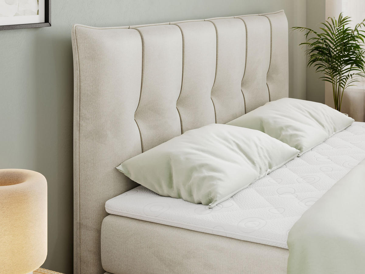 BOXSPRINGBETT PREMIUM 11 KING 180/200 Beige Velvet - H4 - Beige, Holz/Textil (180/200cm) - MKS