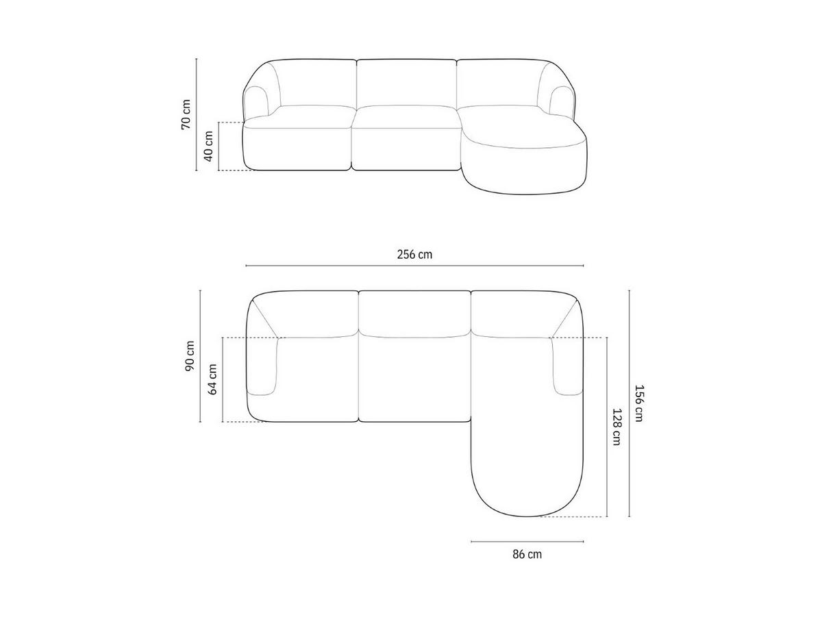 MODULARES-ECKSOFA rechts Campi aus Cord dunkelgrau 4 Sitzplätze - Dunkelgrau, Textil (156/256cm) - Cosmopolitan Design