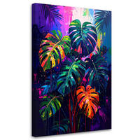 LEINWANDBILD Tropische Monstera Blätter 70x100cm - Multicolor, Textil (70/100cm) - Feeby