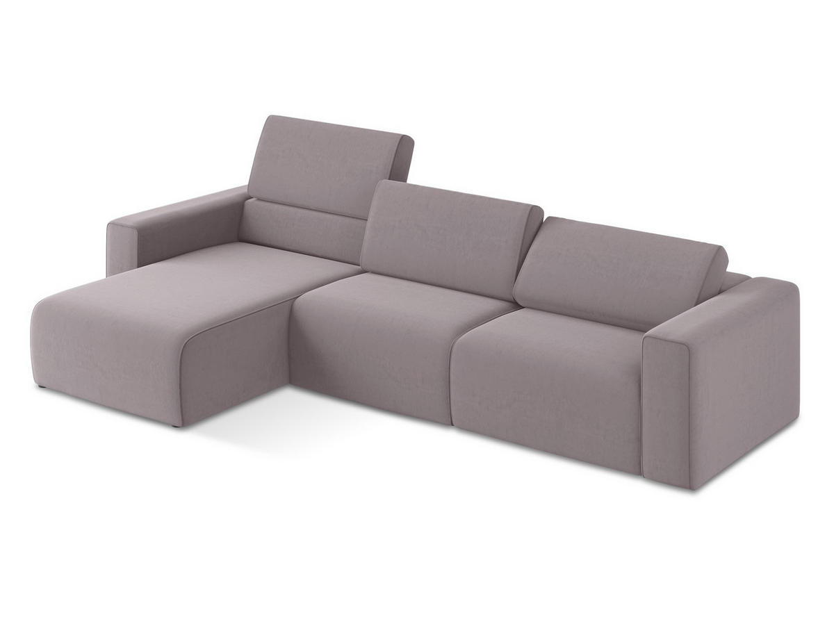 ECKSOFA Links Samt Stoff Violett - Lila/Flieder, Kunststoff/Textil (167/314cm) - Makamii