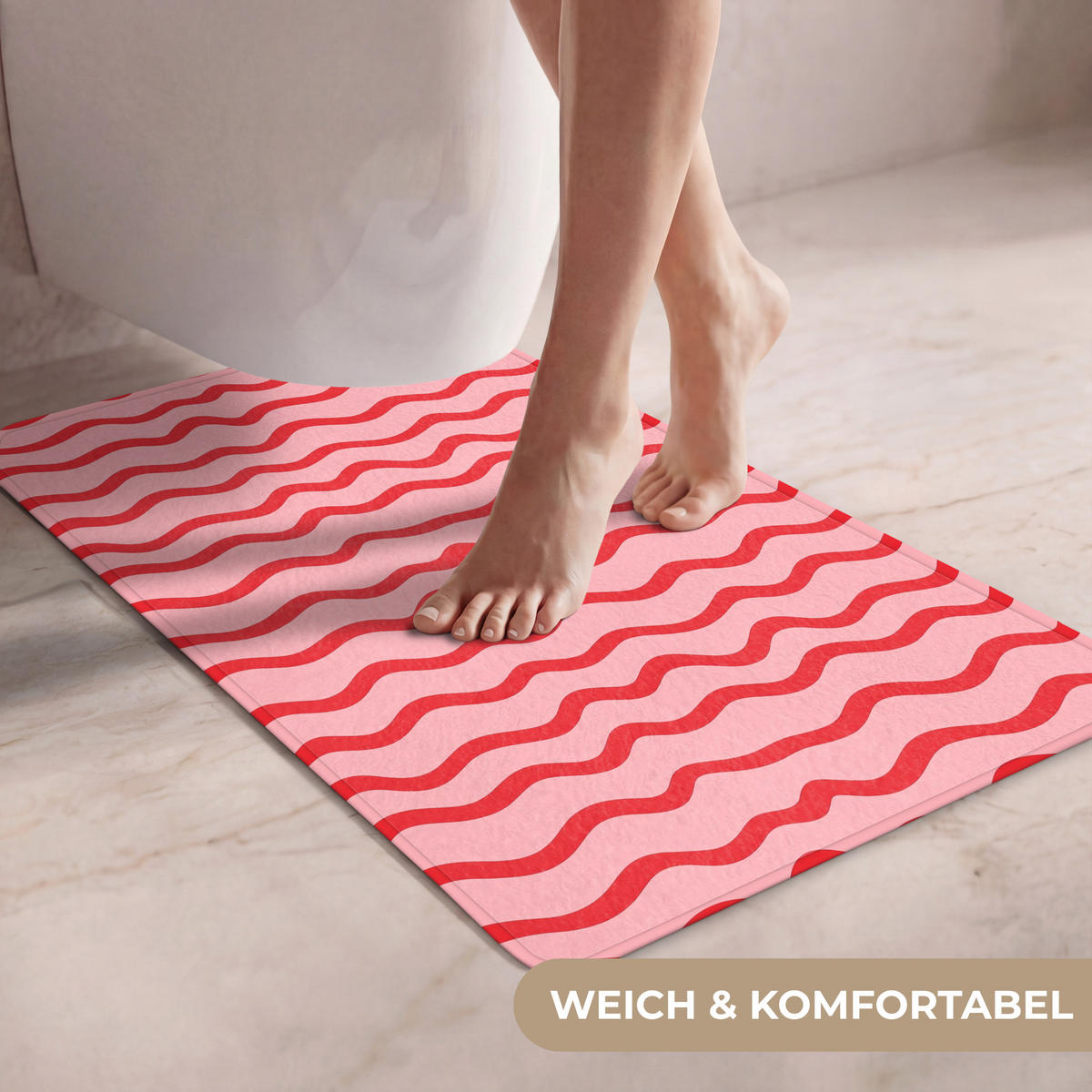 PREDLOŽKA PRED WC Hravé - vzor - červená 50x80 cm - ružová, textil/plast (50/1cm) - OnlyWow