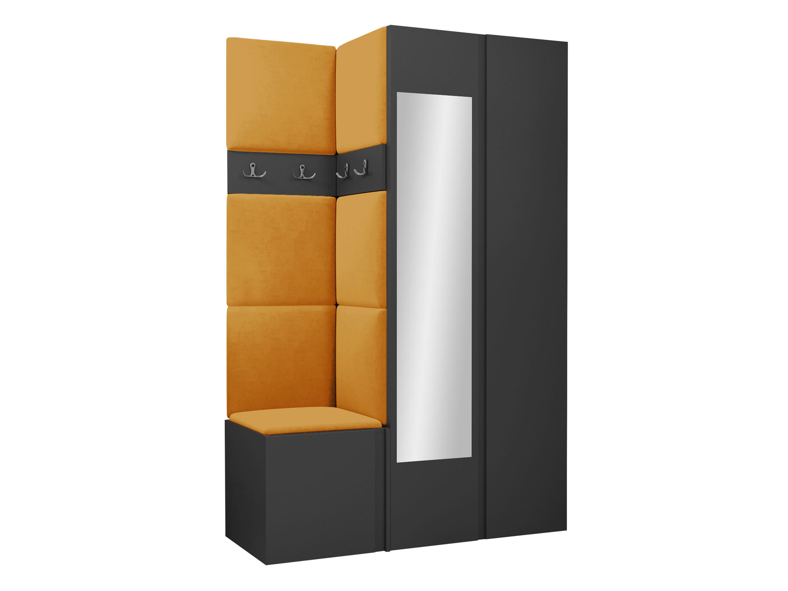 GARDEROBEN-SET Orion XXVI - Graphitfarben/Orange, Holzwerkstoff/Kunststoff (116/186/46cm) - MIRJAN24