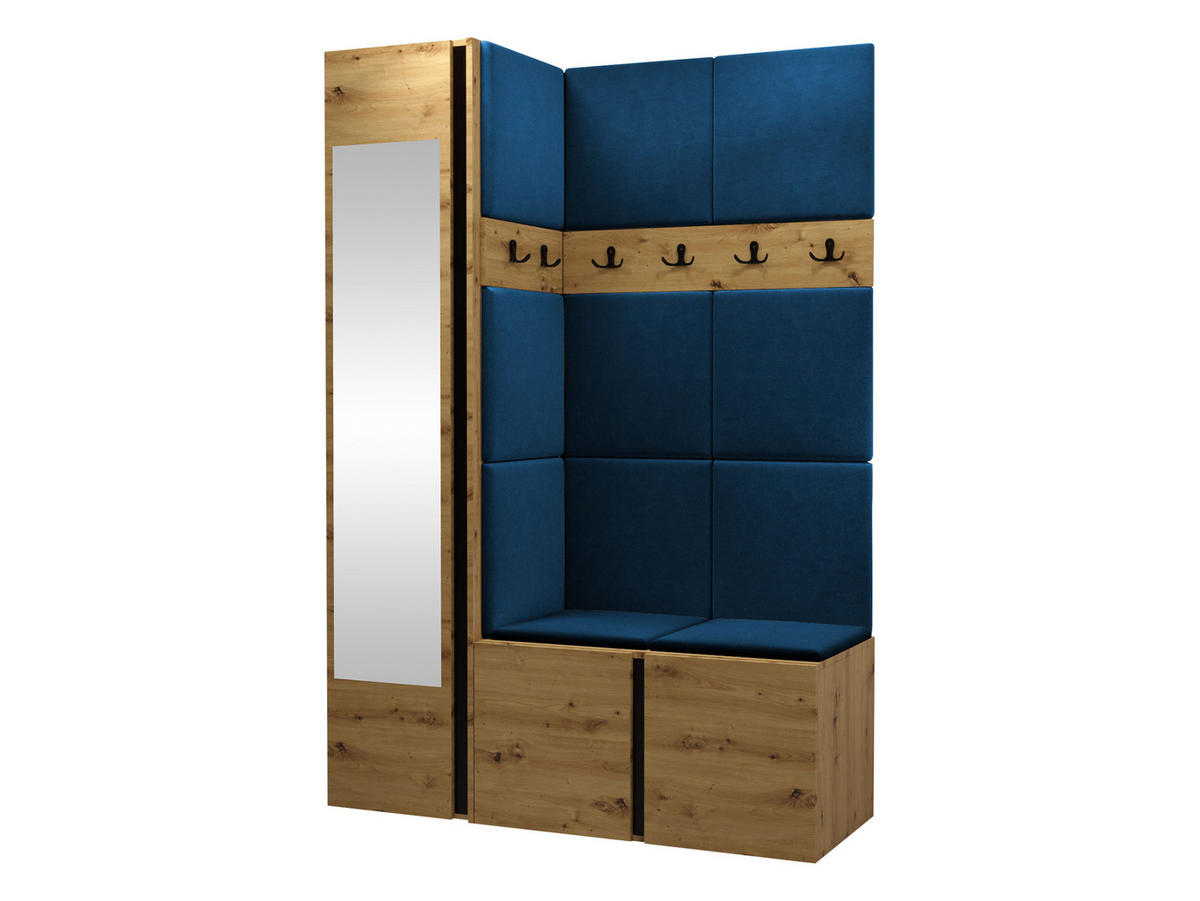 GARDEROBEN-SET Orion X - Blau/Eiche Artisan, Holzwerkstoff/Kunststoff (124/186/46cm) - MIRJAN24