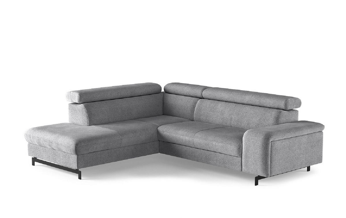 ECKSOFA mit Schlaffunktion und Bettkasten - Silberfarben/Schwarz, Kunststoff/Textil (262/215cm) - Cotta
