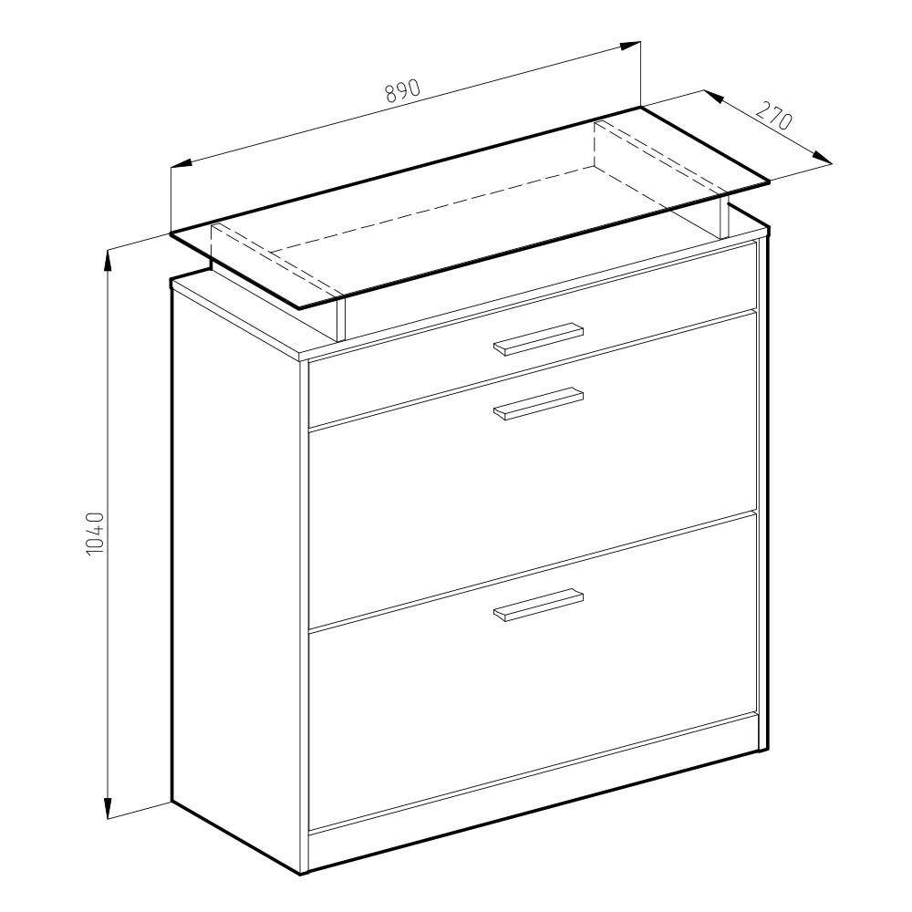 Thumbnail - Vicco Schuhkipper, Weiß, Weiß, Holzwerkstoff, 5 Fächer, 3 Schubladen, Rechteckig, 89x104x27 cm, Garderobe, Schuhaufbewah...