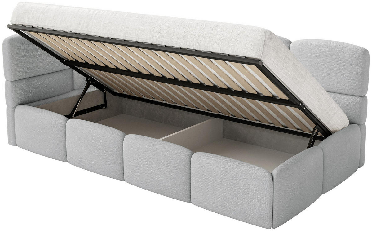 JUGENDBETT Cloudy Hellgrau 120 cm, Chenille - Hellgrau/Schwarz, Kunststoff/Textil (120/200cm) - Selsey