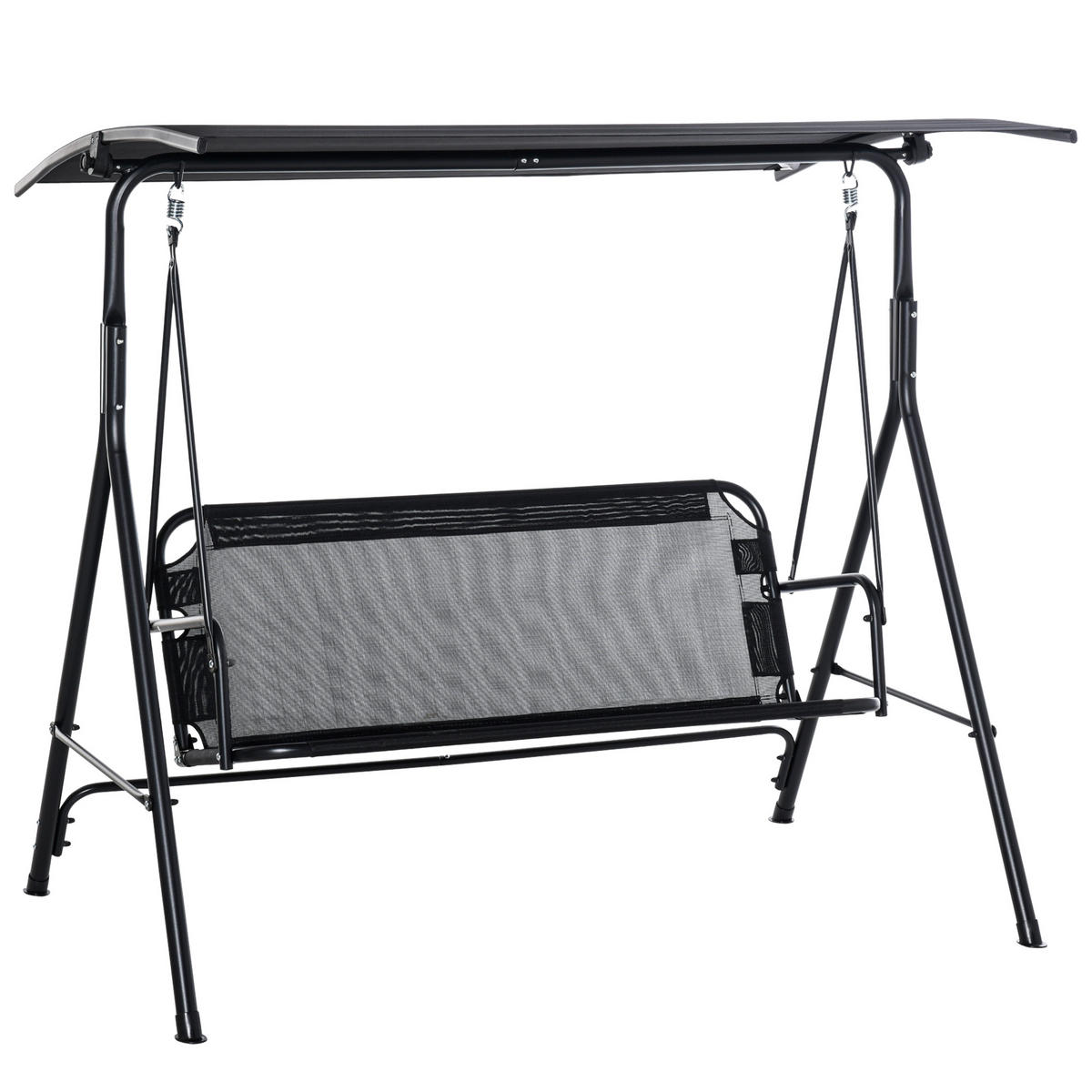 2-SITZER HOLLYWOODSCHAUKEL DE-06992 winkeleinstellbar, UV-beständig, Schwarz - Schwarz, Textil/Metall (172/155/110cm) - ComfortXL