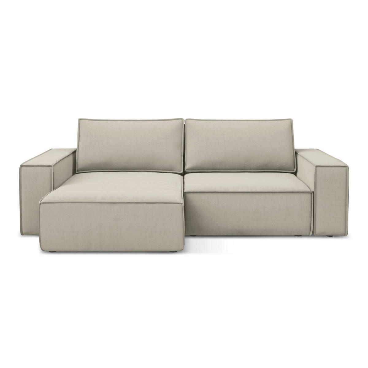 ECKSOFA mit Schlaffunktion Samt Stoff Creme - Perlmutt/Creme, Kunststoff/Textil (148/257cm) - LaMiaSofa